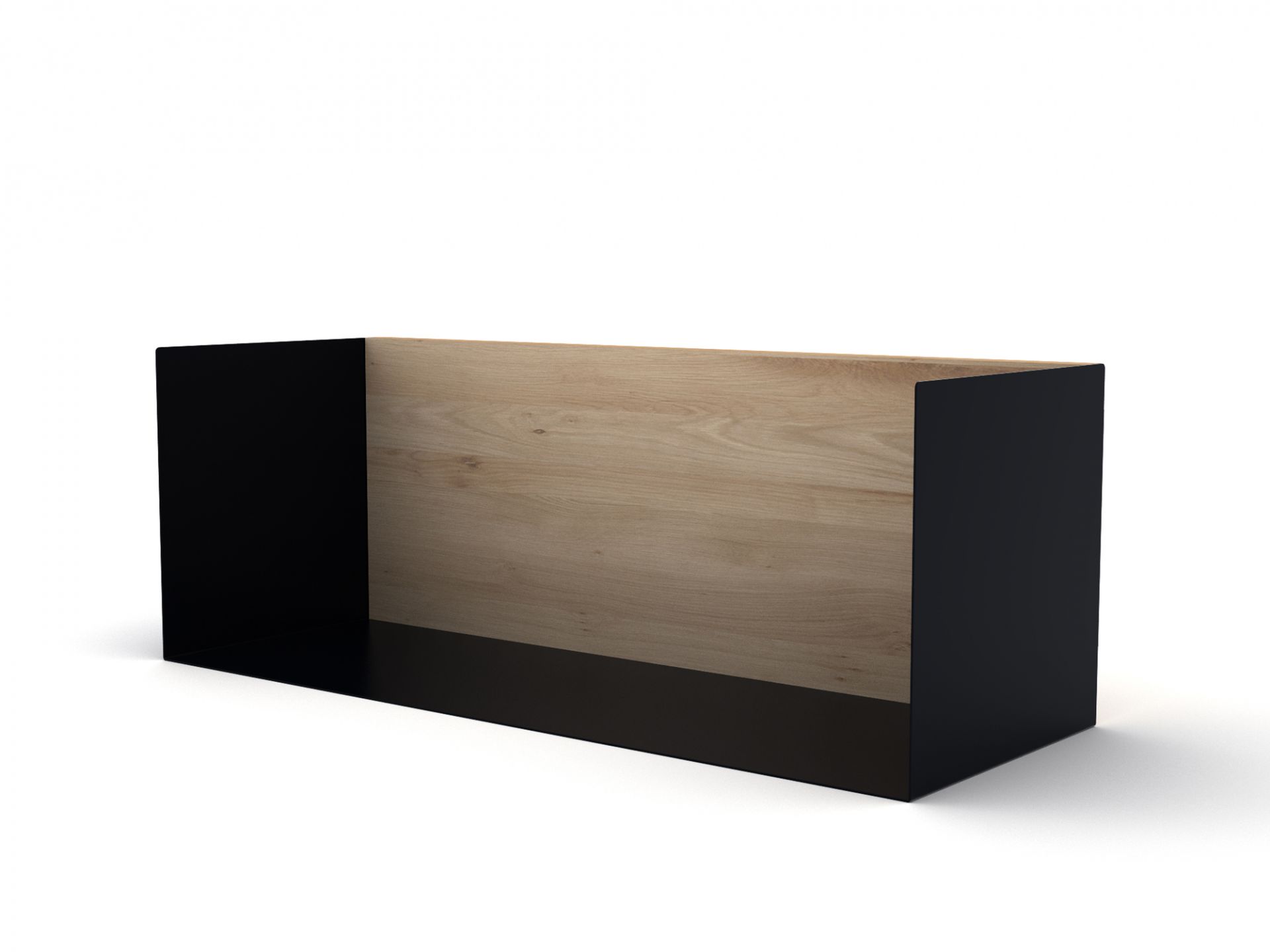 Ethnicraft U Shelf Regal M, Eiche mit schwarzem Rahmen, modernes Wandregal für Wohnzimmer und Büro.